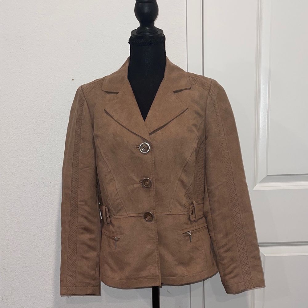 Women's Tan Suede Button-Front Jacket